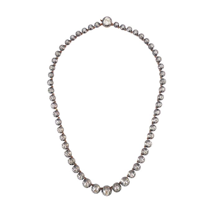 19th century graduated diamond collet necklace, French c.1890, | MasterArt